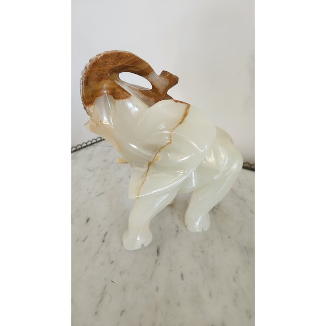 Gemstone Vintage Large Carved Onyx Elephant Sculpture For Sale - Image 7 of 18