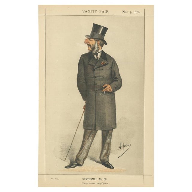 Victorian Gentleman with Cane Vanity Fair Statesmen, 1870, Paper For Sale - Image 10 of 10