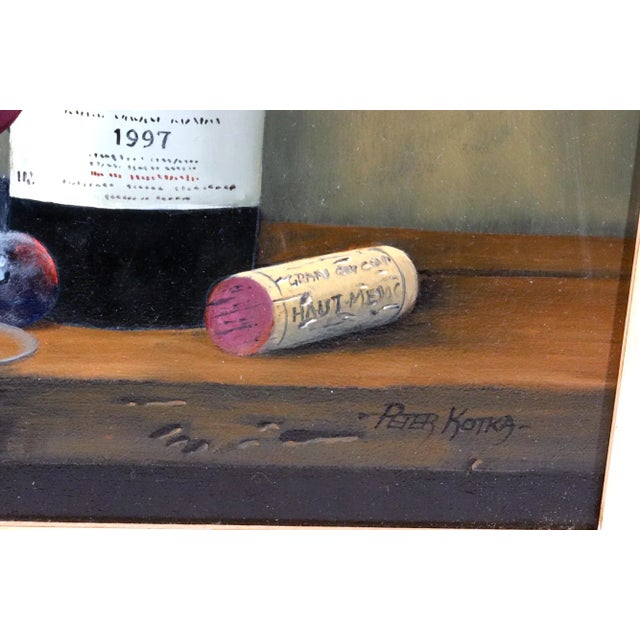 Modern Peter A. Kotka, Still Life With Bottle of 1997 Château Belgrave Haut-Médoc, Grand Cru Classé, Glass and Cheese Circa 1997–2000 For Sale - Image 3 of 4