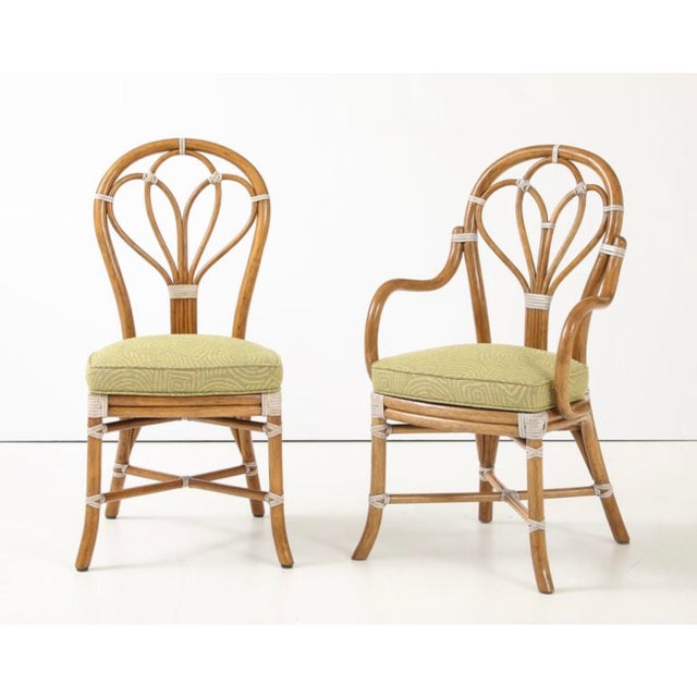 Brown McGuire San Francisco Rattan With Rawhide Dining Chairs Set of 8 For Sale - Image 8 of 18