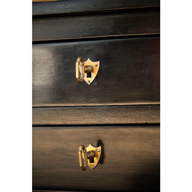 French French Louis XVI Ebonized Writing Table or Desk With Embossed Leather Top For Sale - Image 3 of 13