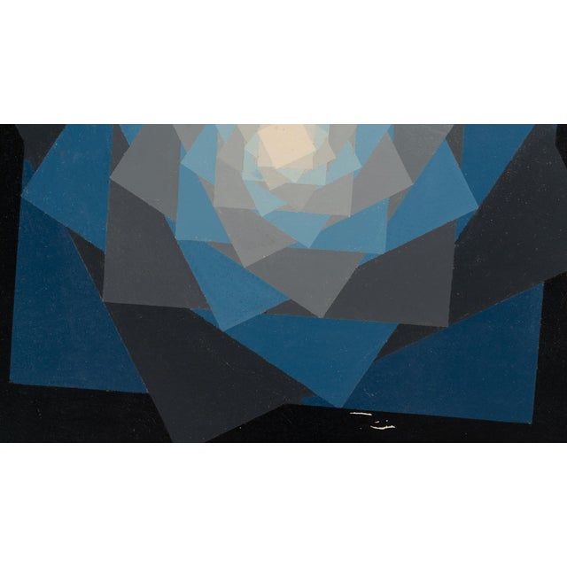Metal 20th Century Belgian Black Geometric Abstract Vintage Painting With Metal Frame by Rene Berdal For Sale - Image 7 of 18