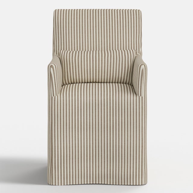 Not Yet Made - Made To Order Slipcover for Stoffer Home x Cloth & Company for Lindy Slipcover Dining Armchair in Jane Stripe Burlap For Sale - Image 5 of 8