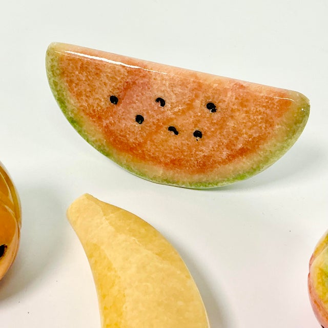 Stone Mid-Century Italian Boho Chic Hand Carved Marble Fruit - Set of 4. For Sale - Image 7 of 11