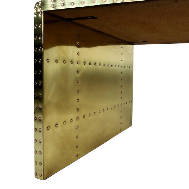 Vintage Sarreid Brass Clad Waterfall Coffee Table or Bench For Sale - Image 10 of 15