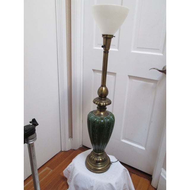 Rembrandt Emerald Green Tall Lamp With Glass Shade For Sale - Image 11 of 11