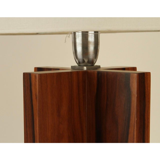 Mid-Century Modern Mid 20th Century Macassar X-Form Table Lamps with Shades in the Manner of Jean Michel Frank - a Pair For Sale - Image 3 of 6