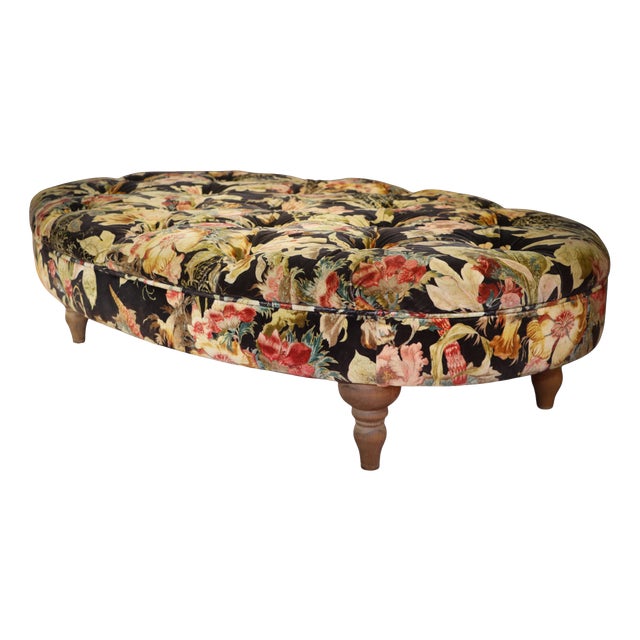 Large Country House Ottoman in Floral Velvet, 2010s For Sale