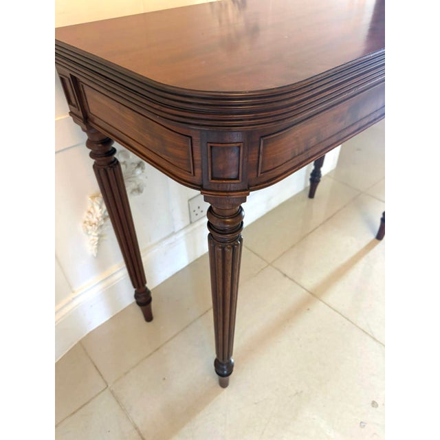 George III Mahogany Reeded Legs Fold Over Top Hall Card Console Table by Gillows, 1780 For Sale - Image 6 of 13