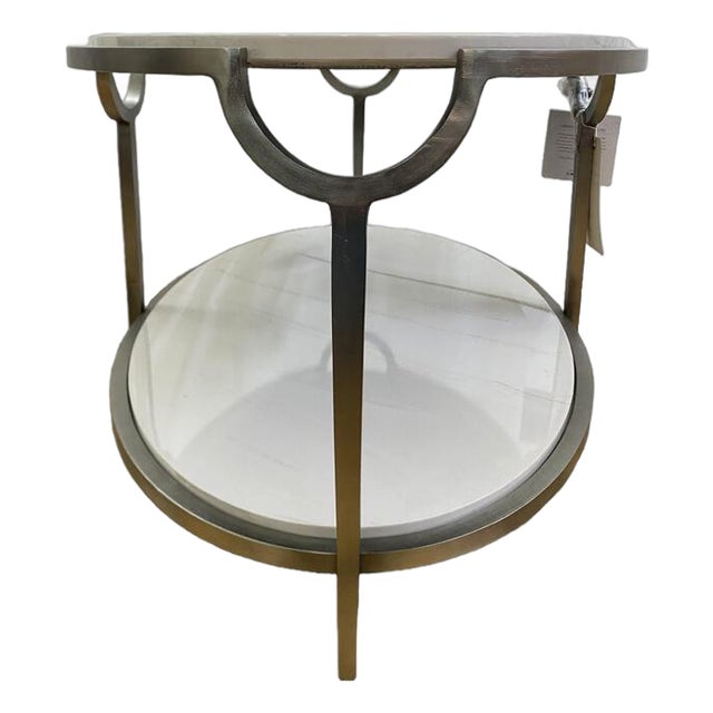 Bernhardt Morello Faux Marble & Steel Side Table For Sale