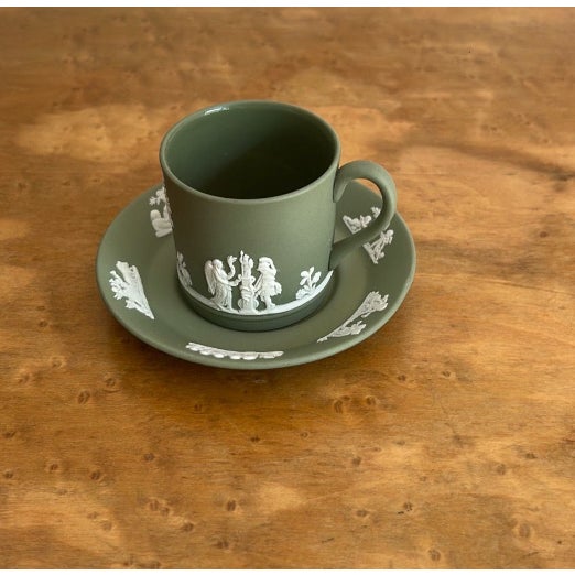 Vintage Wedgwood England Sage Green Cup and Saucer For Sale In Los Angeles - Image 6 of 10