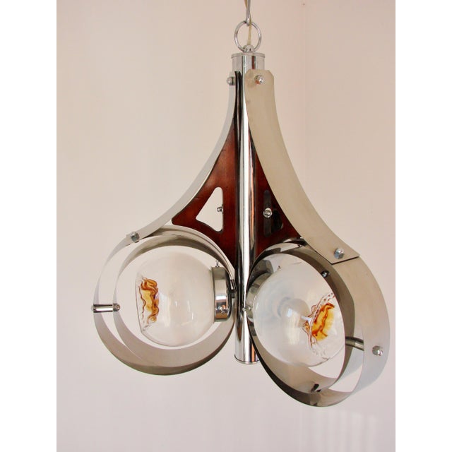 Chrome and Murano Art Glass Pendant Lamp from Mazzega, Italy, 1970s For Sale - Image 9 of 13