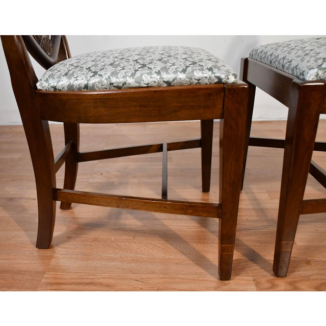 1920 Antique English Solid Walnut Shield-Back Set of Six Dining Chairs For Sale - Image 16 of 18