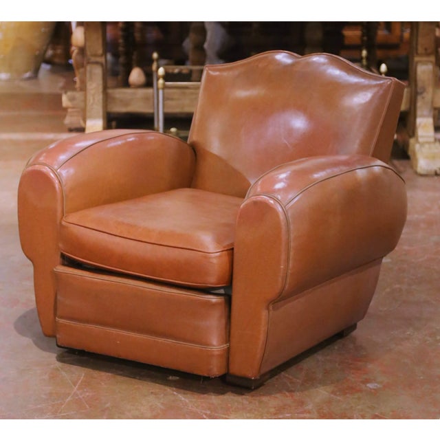 Bring timeless French character and inviting comfort to any interior with this handsome antique club armchair, crafted in...