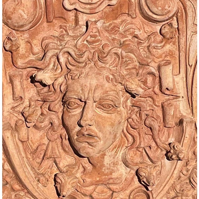 Art Nouveau Terracotta Medusa Panel, Impruneta, Italy, 20th Century For Sale - Image 3 of 6