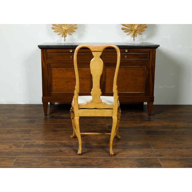 Early 20th Century English 1920s Queen Anne Style Side Chair with Painted Birds, Trees and Flowers For Sale - Image 5 of 10
