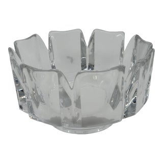 Early 20th Century Orrefors Sweden Corona Crystal Bowl by Lars Hellsten For Sale