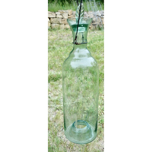 Old Hand Blown Glass Bug Trap, France, Pale Green W/Stopper For Sale - Image 10 of 10