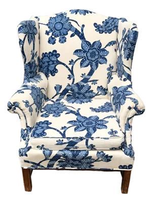 Vintage Batik Style Floral Print Wingback Chair
