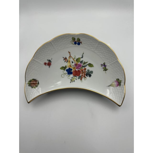 1970s Herend Fruits and Flowers ( Bfr) #531 Crescent Salad Plates- Set of 3 For Sale - Image 5 of 11