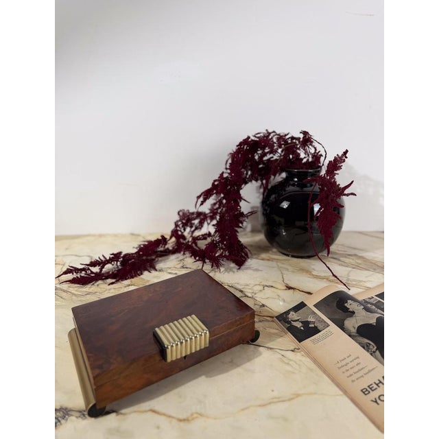 Large Italian Art Deco Box in Walnut Burl with Brass and Ebony Accents, 1930s For Sale - Image 16 of 17