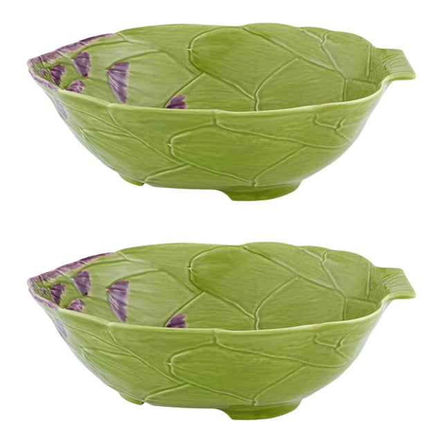 Bordallo Pinheiro Artichoke Salad Bowl, Green, Set of 2 For Sale