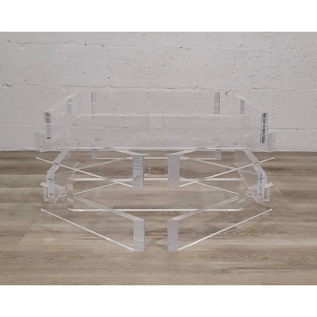 Plastic Stacked Lucite Coffee Table Base For Sale - Image 7 of 7