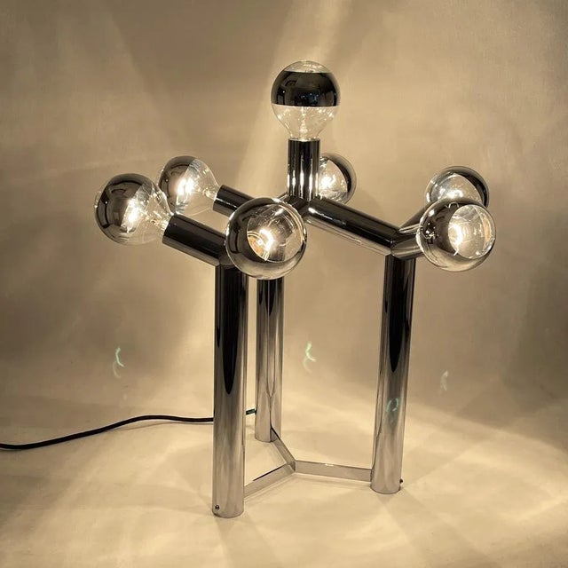 Silver Vintage Sputnik Atomic Desk Lamp from Kalmar, 1970s For Sale - Image 8 of 9