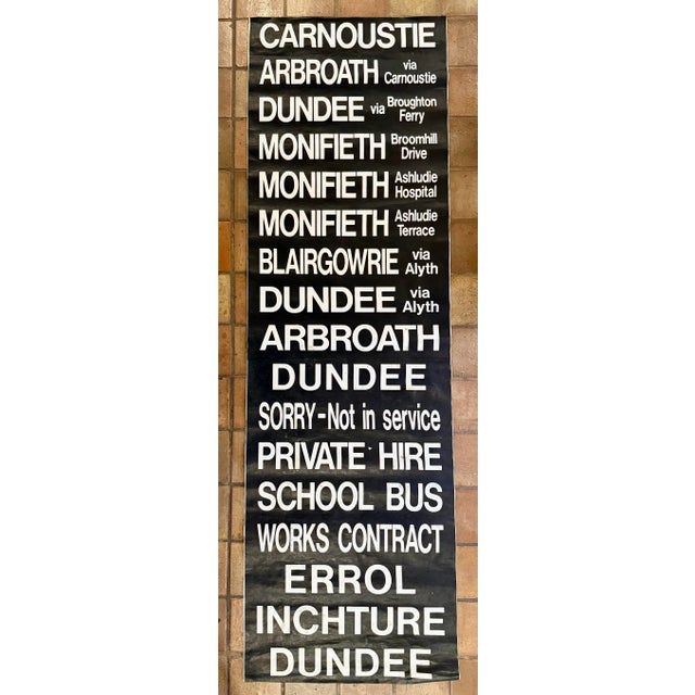 Black and White Monumental Vintage 1990’s Scottish Transportation Bus Destination Roll Sign For Sale - Image 12 of 12