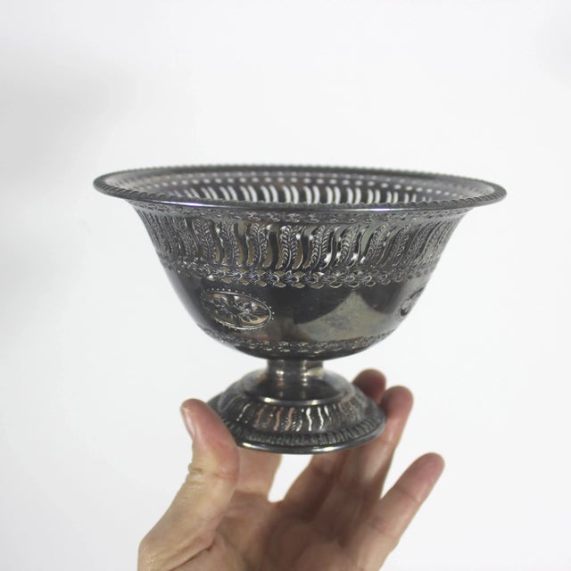Antique Barker-Ellis Silver Plated Pedestal Sugar Basket Bowl Small Trinket Dish Catchall Candy Dish For Sale - Image 6 of 9