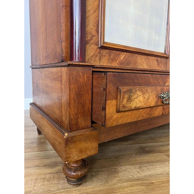 Antique French Carved Walnut Mirrored 2-Door Armoire For Sale - Image 11 of 18