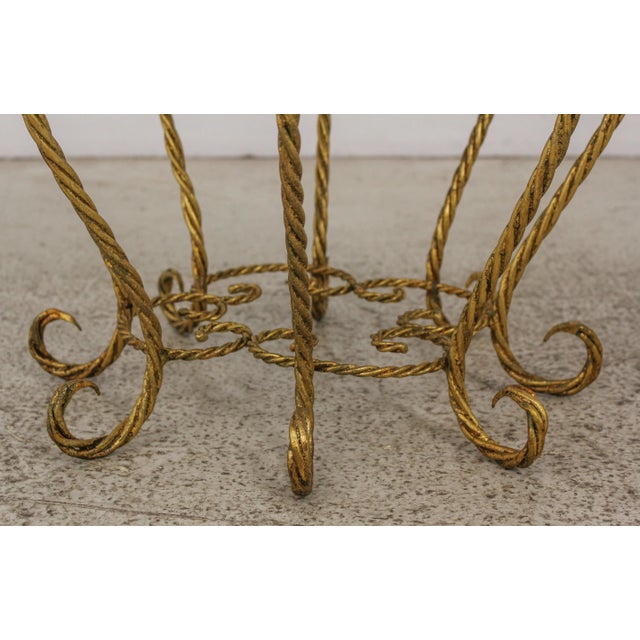 Metal Round Italian Iron Base Gold Rope Twist Stool For Sale - Image 7 of 11