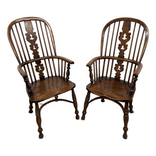 Antonios Antiques English Windsor Armchairs, Pair For Sale