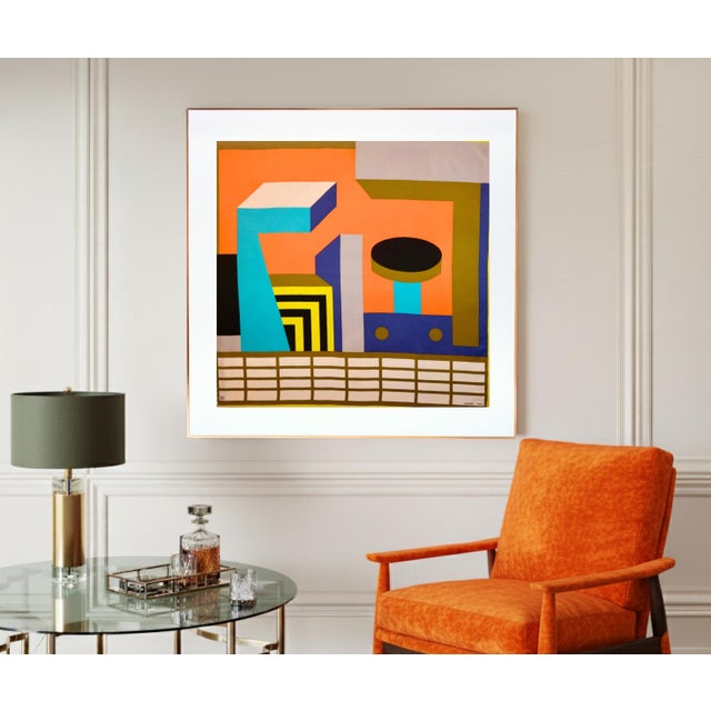 This is an authentic Hermès silk scarf professionally framed. It was designed by Nathalie Du Pasquier and released in...