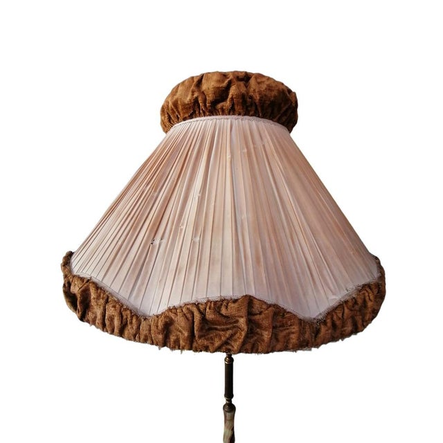 Floor Lamp with Fabric and Velvet Lampshade, 1950s For Sale - Image 4 of 6