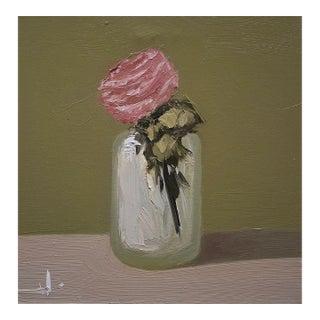 Pink Rose Still Life Oil Painting by Vivek Mandalia For Sale