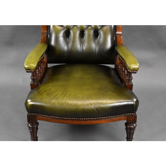 Animal Skin Victorian Armchair in Mahogany and Leather, 1880 For Sale - Image 7 of 14