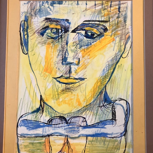 Original 9.5 x 13.5 ink drawing on paper signed bottom right Overall size with frame is 18 x 22