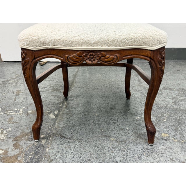 French Louis XV Style Carved Wood Side Chair, Vintage For Sale - Image 9 of 12