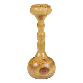Hand Turned Spalted Birch Candlestick Holder by Evan Segota For Sale