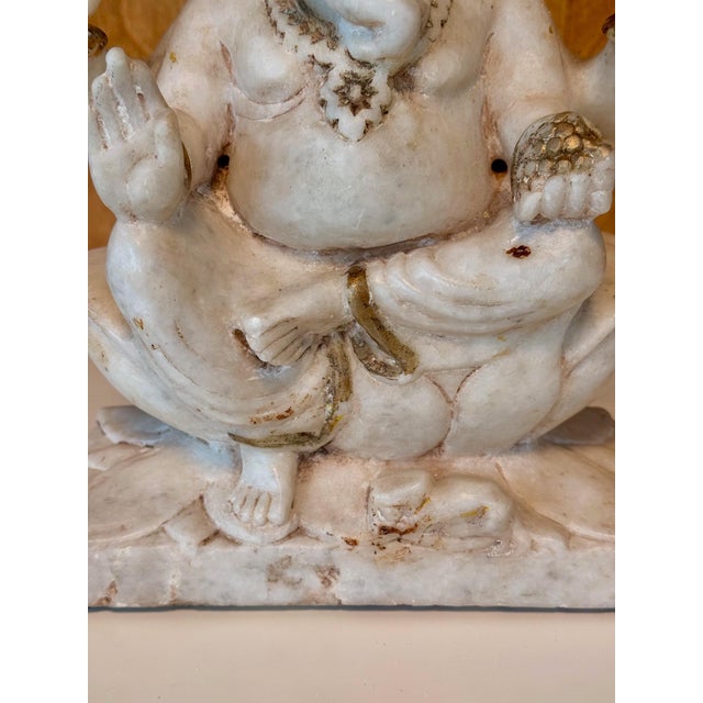 Indian Antique Carved Marble Ganesh Statue For Sale - Image 15 of 16