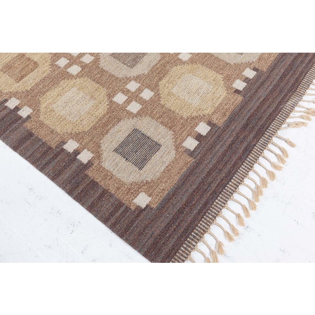 Mid 20th Century Doris Leslie Blau Vintage Swedish Flat Weave Rug by Rakel Carlander For Sale - Image 5 of 8