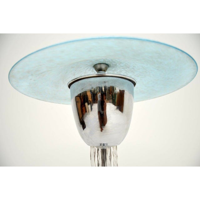 Large French Art Deco Chrome and Glass Table Lamp, 1930s For Sale - Image 4 of 7