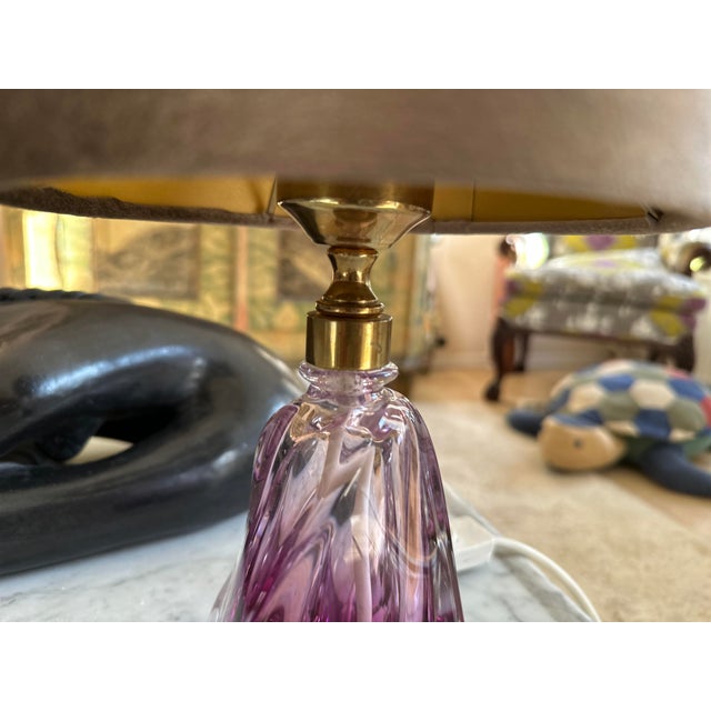 Mid-Century Modern Crystal Table Lamp with Amethyst Base from Val Saint Lambert, 1955 For Sale - Image 14 of 18