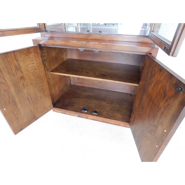 Henredon Scene One Campaign Style Light 2 Pc Curio Cabinet 82"h X 32"w "A" For Sale - Image 9 of 11