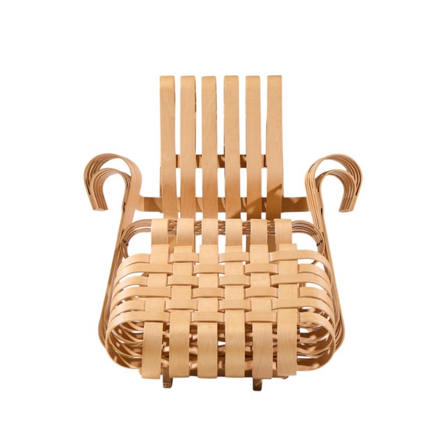 Frank Gehry for Knoll Mid Century Power Play Chair and Ottoman The chair measures: 32 wide x 30.5 deep x 33 high, with a...