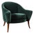 Art Deco Scroll Form Lounge Chair W/ Walnut Supports in Viridian Velvet Mohair For Sale