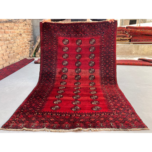 Vintage Afghan Ersari Turkmen Bokhara Rug, Abrash Red - 7'2" X 4'8" For Sale - Image 13 of 13