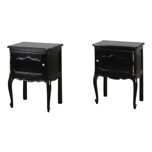 Vintage French Nightstands in Carved Wood, 1950s, Set of 2 For Sale
