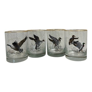Vintage Late 20th Century Richard Bishop “Waterfowl” Double Old Fashions - a Set of 4 For Sale